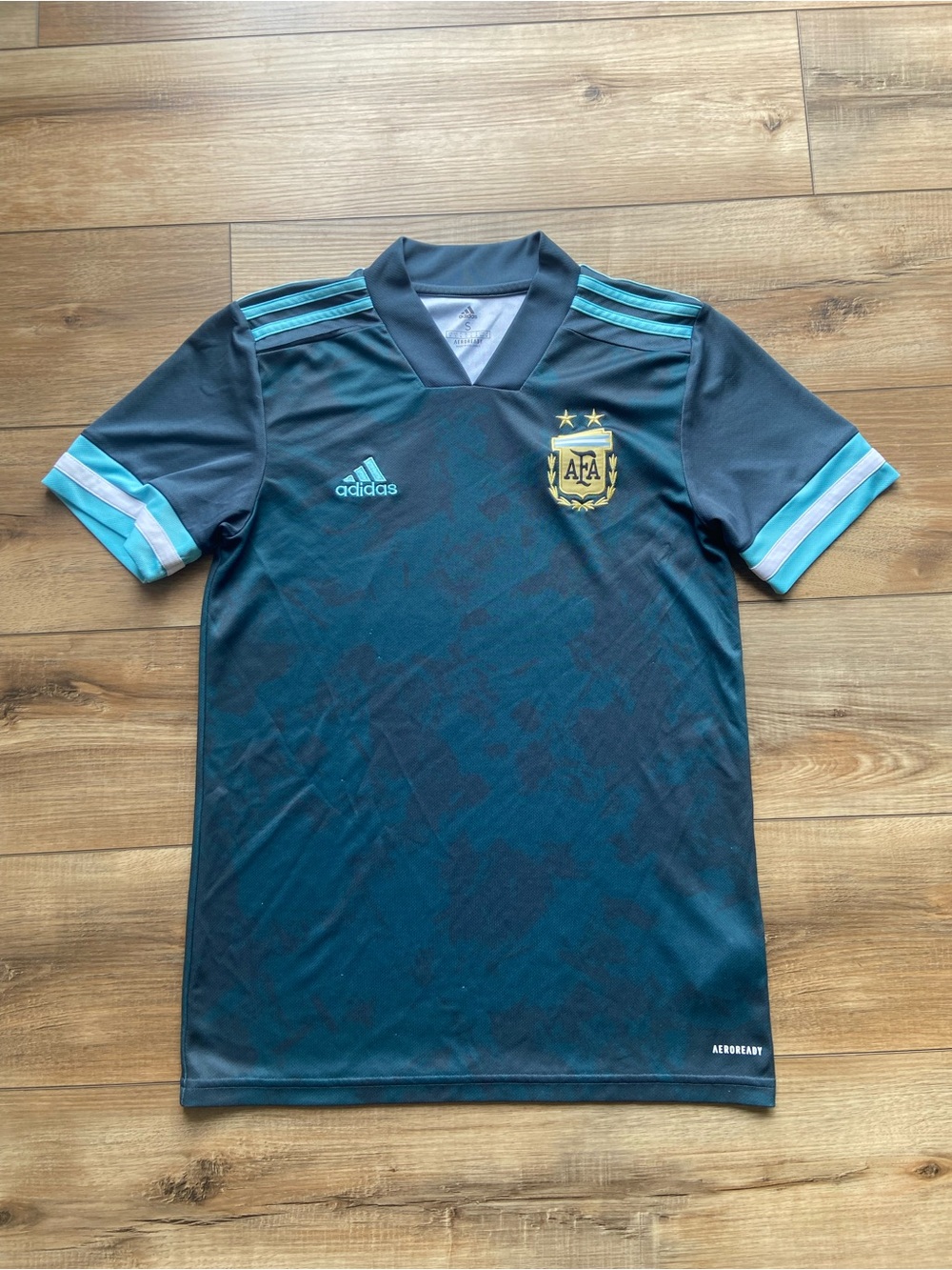 adidas Kids Argentina AFA Soccer Jersey - Dark Teal with Light Teal & Gold